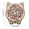 Cat Shaped Wooden Jigsaw Puzzle for Adult, 135 Pcs Wood Puzzle with Frame